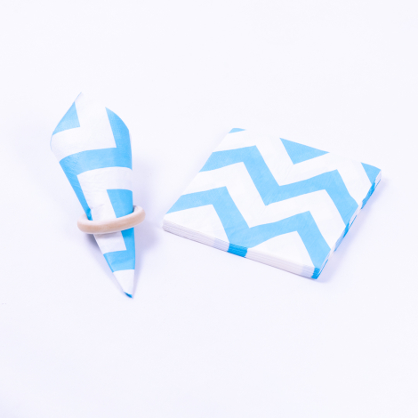 3-ply paper napkin 20 pcs, 33x33 cm / Blue Zigzag - Bimotif