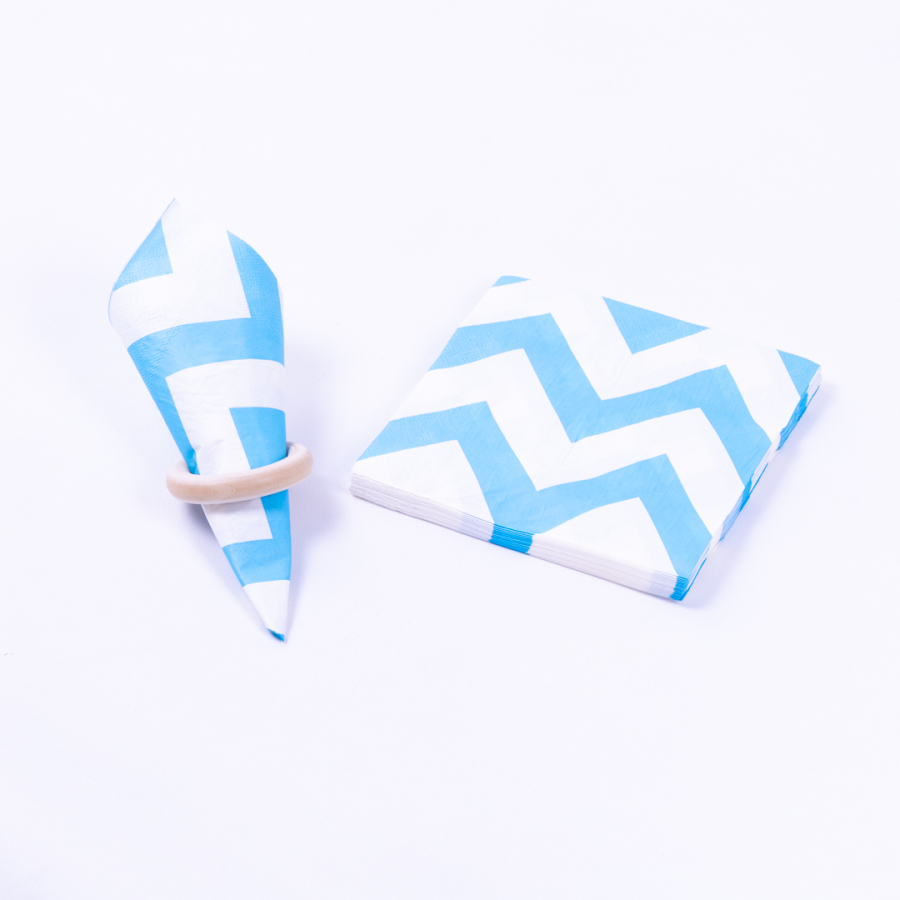 3-ply paper napkin 20 pcs, 33x33 cm / Blue Zigzag - 1