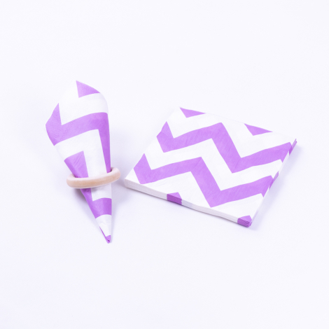 3-ply paper napkin 20 pcs, 33x33 cm / Purple Zigzag - Bimotif