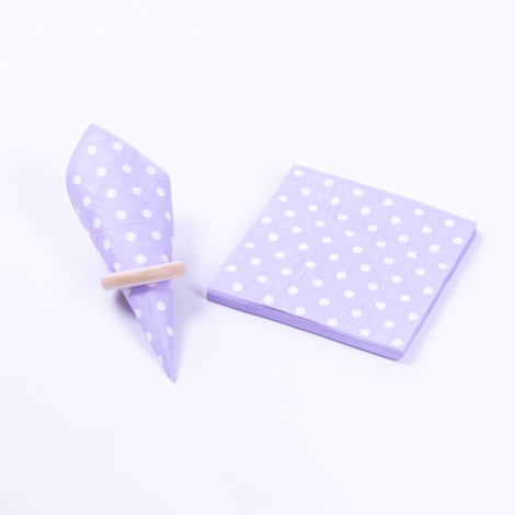 3-ply paper napkin 20 pcs, 33x33 cm / Lilac Polka Dot - Bimotif