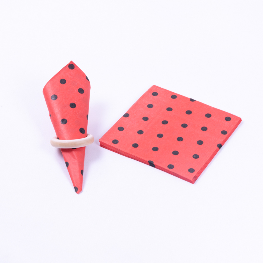 3-ply paper napkin 20 pcs, 33x33 cm / Red Black Polka Dot - 1