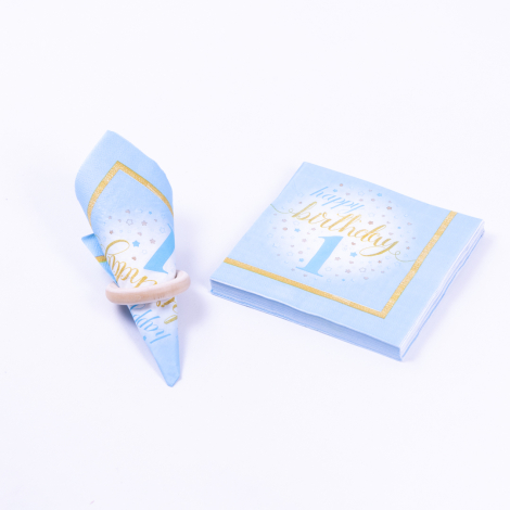 3-ply paper napkin 20 pcs, 33x33 cm / Blue Happy Birthday - Bimotif