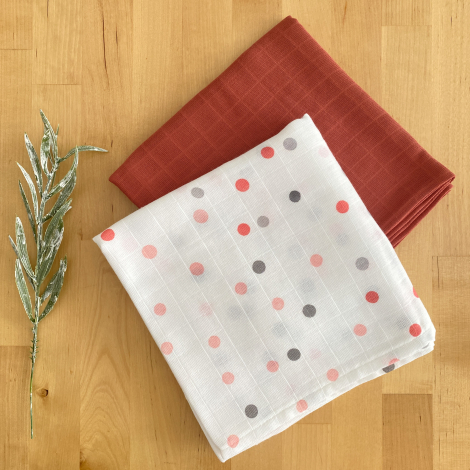 Muslin fabric baby blanket set, 2 pcs / 80x80 cm - Bimotif