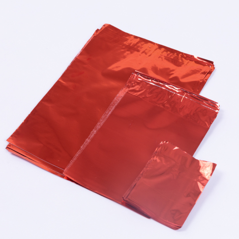 Metalised sachets 100 pcs, red / 7x9 cm (1 piece) - Bimotif