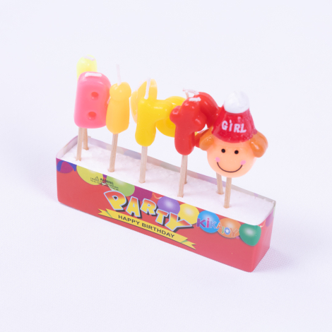 Happy Birthday Girl themed toothpick candle / 1 piece - Bimotif