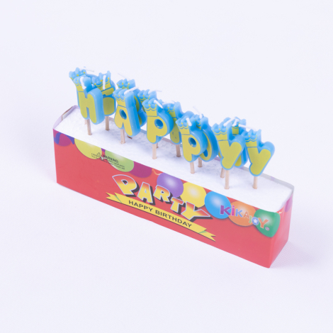 Happy Birthday Girl themed toothpick candle / Blue Green / 1 piece - Bimotif