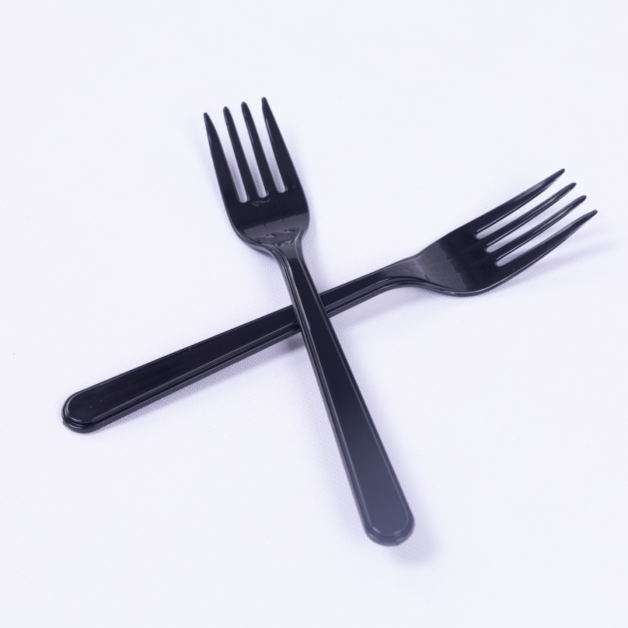Plastic Disposable 24pcs Fork, Black / 5 packs - 1