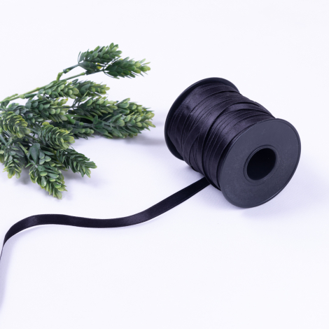 Black satin ribbon, 10 mm / 5 metres - Bimotif