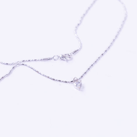 Silver chain necklace with white swarovski tiny heart - Bimotif