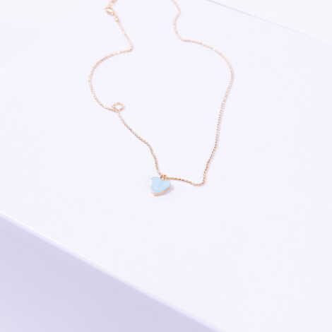 Blue enamelled gold plated chain necklace with tiny heart - Bimotif (1)