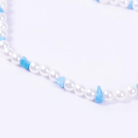 Turquoise broken natural stone choker pearl necklace - Bimotif (1)