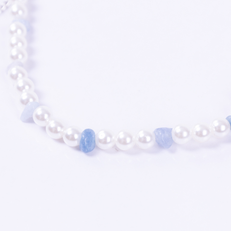 Aquamarine broken natural stone choker pearl necklace - 2