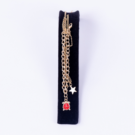 Chain anklet with star and red alarm clock accessory - 2