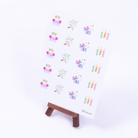 Happy Birthday, birthday sticker set, A5 / 2 sheets - Bimotif