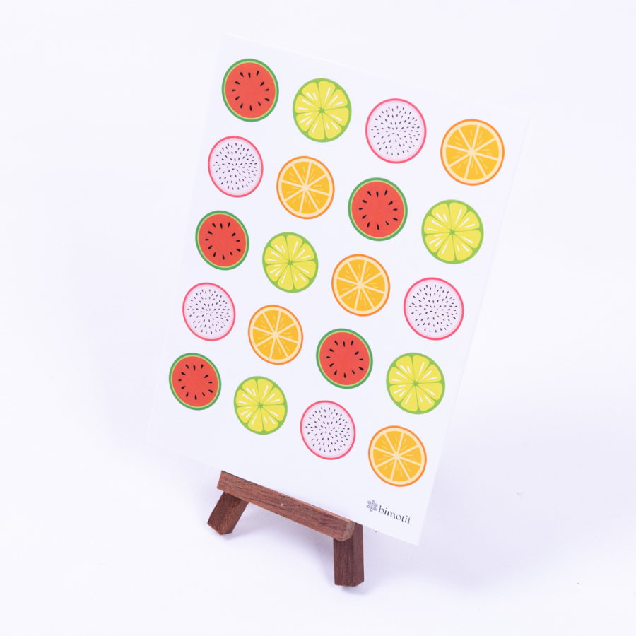 Colorful fruit slices, sticker set, A5 / 10 pages - 1