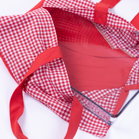 Red gingham baking dish cover in water and stain resistant Duck fabric / 27x40 cm - Bimotif (1)