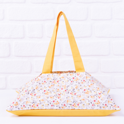Yellow floral patterned baking dish cover made of water and stain resistant Duck fabric / 27x40 cm - Bimotif