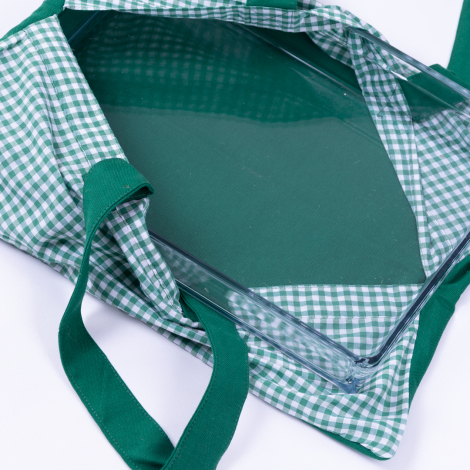 Green gingham baking dish cover in water and stain resistant Duck fabric / 26x37 cm - 2