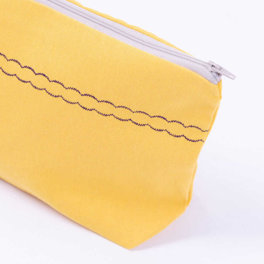 Yellow make-up bag in water and stain resistant Duck fabric with stripe detail - 2