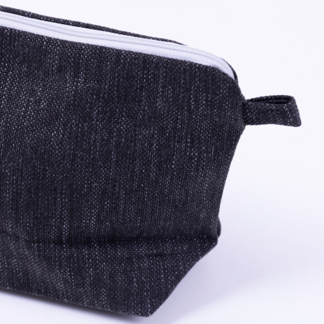 Black make-up bag in poly linen fabric - 2