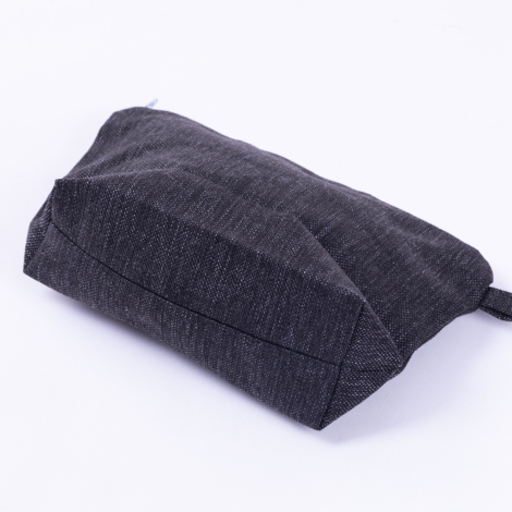 Black make-up bag in poly linen fabric - 3