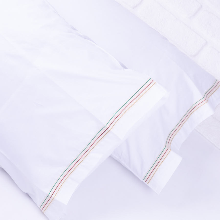 Cotton pillowcase with mixed glitter stripe detail, 50x70 cm / 1 piece - 3