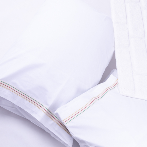 Mixed lurex stripe detailed cotton pillowcase set, 50x70 cm / 2 pcs - Bimotif (1)