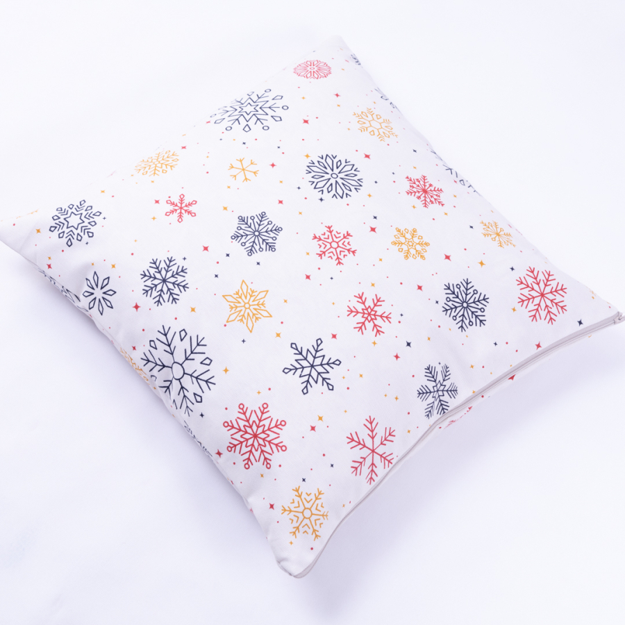 Duck fabric snow pattern cushion cover with zip fastening 45x45 cm - 1