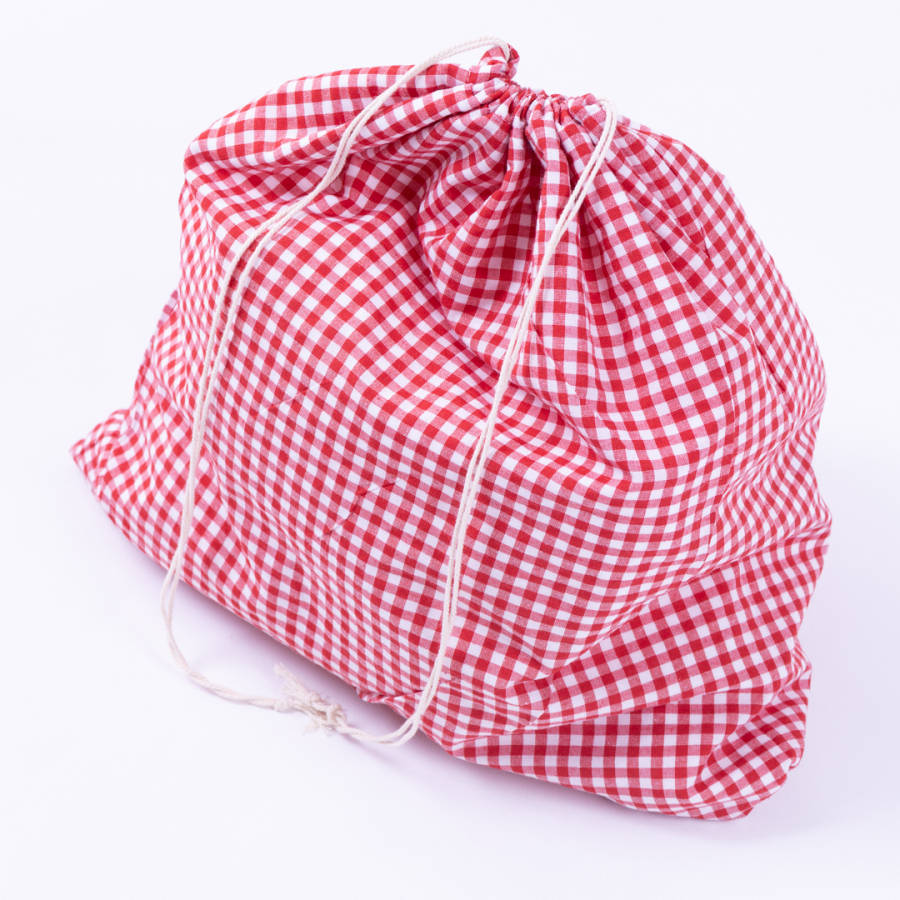 Zephyr fabric checked lined bread bag, 40x40 cm, red - 1