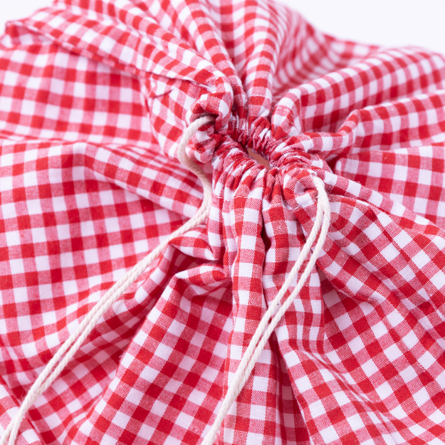 Zephyr fabric checked lined bread bag, 40x40 cm, red - 2