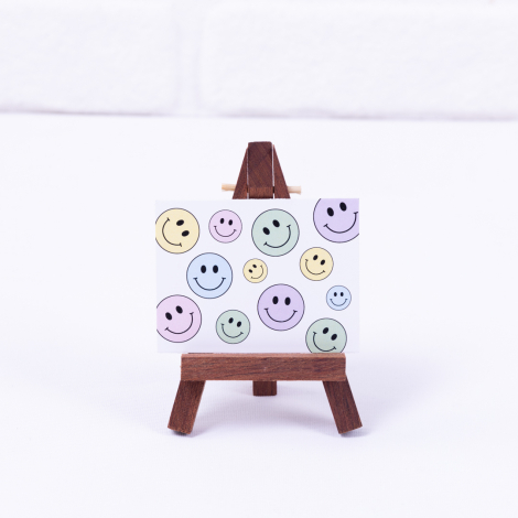 Mini note and greeting card with Colorful Smiley pattern, 6.5 x 8.5 cm / 3 pcs - Bimotif