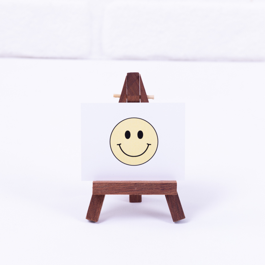 Smile, mini note and greeting card, yellow 6.5 x 8.5 cm / 50 pcs - 1