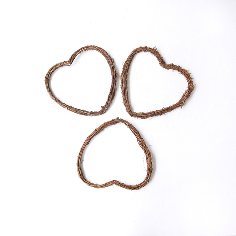 Heart-shaped natural decorative garland, 23 cm / 3 pcs - 3