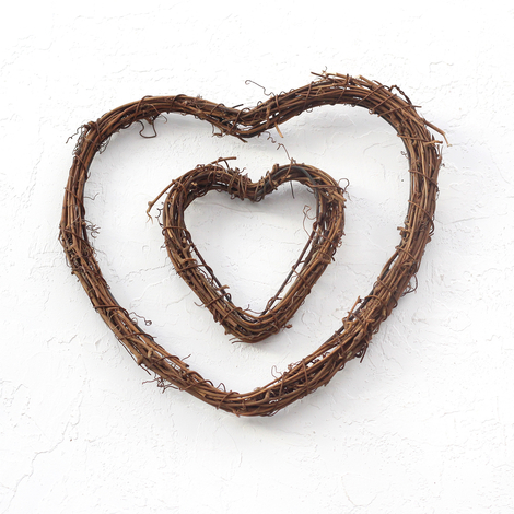 Heart-shaped natural decorative garland, 23 cm / 3 pcs - 2
