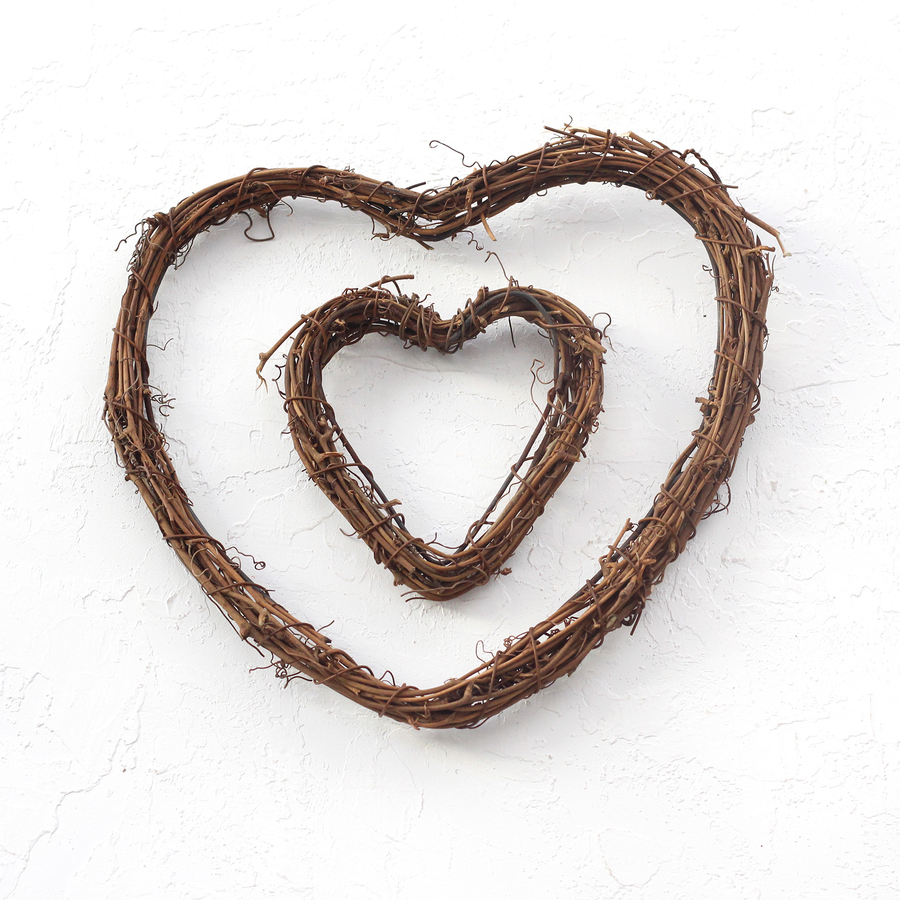 Heart-shaped natural decorative garland, 23 cm / 3 pcs - 2