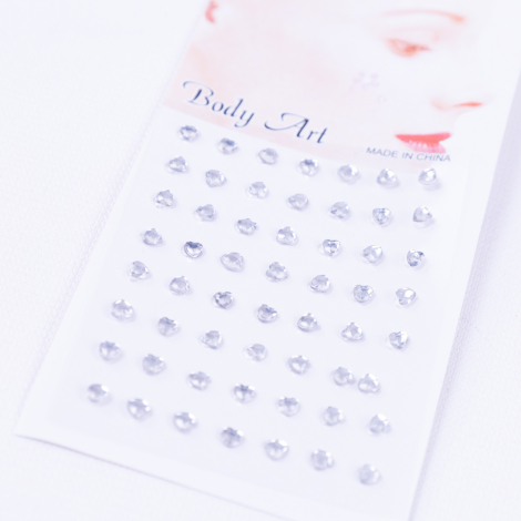 Vintage heart crystal face and body sticker / make-up stone, 1 mm / 112 pcs - Bimotif