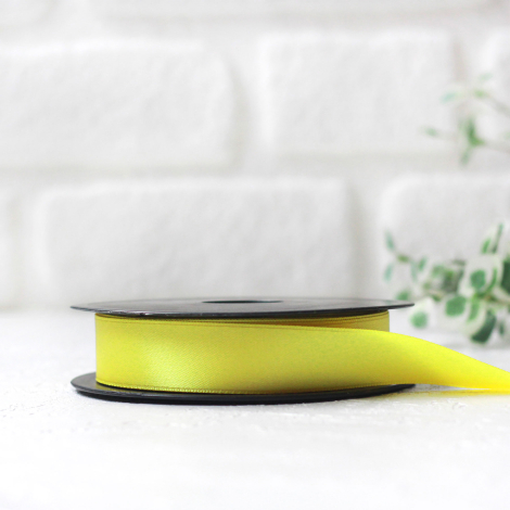 Neon yellow satin ribbon, 25 mm / 10 metres - Bimotif