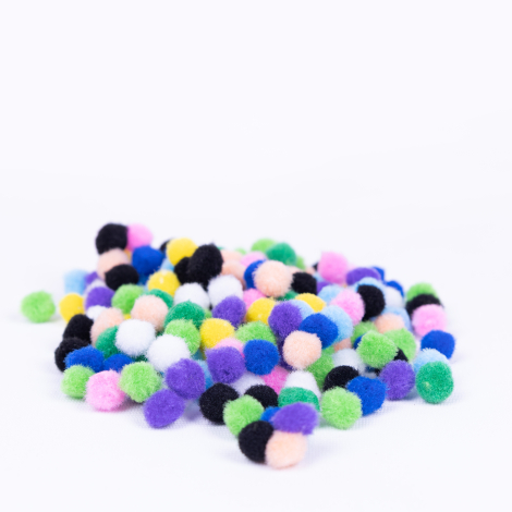 Tiny plush pompom, 6 mm / 100 pcs / Mixed - 2