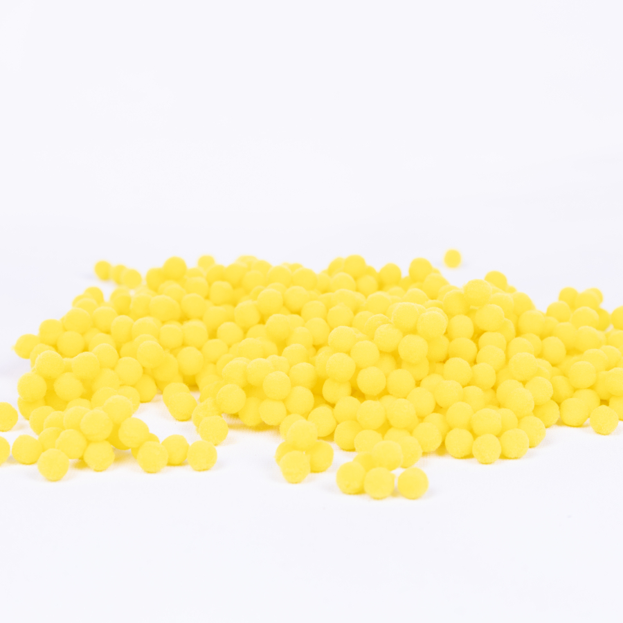 Plush pompom, 6 mm / 100 pcs / Yellow - 1