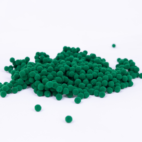 Plush pompom, 6 mm / 100 pcs / Green - Bimotif