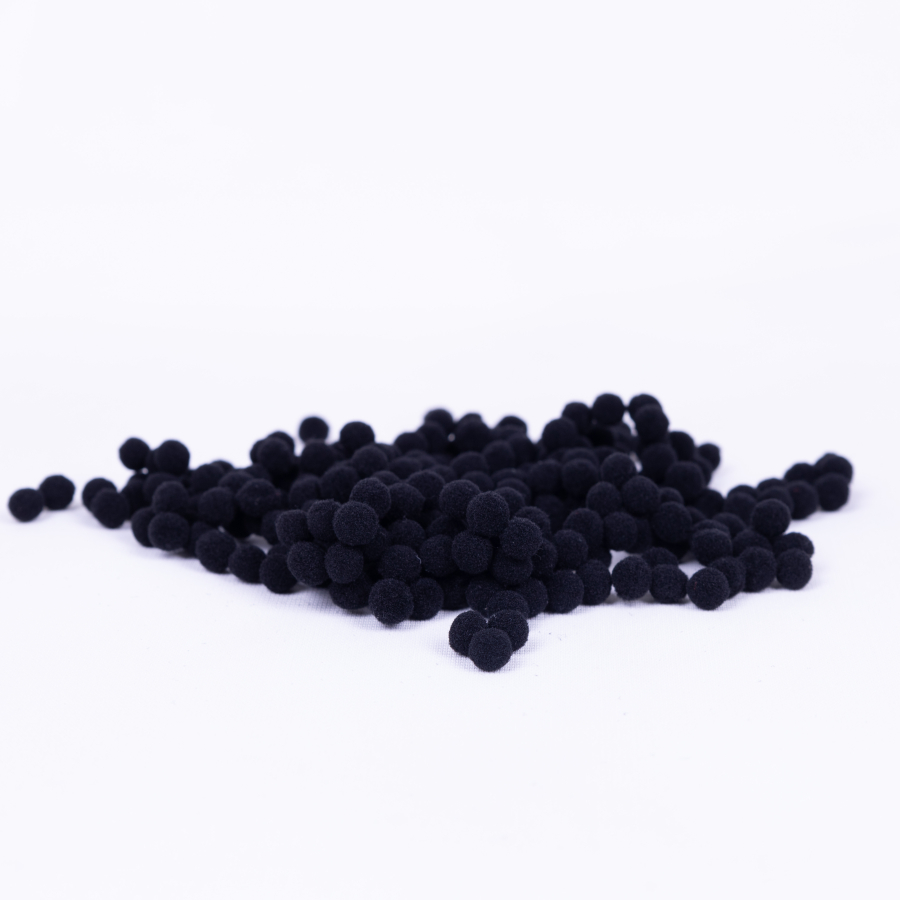 Plush pompom, 6 mm / 100 pcs / Black - 1