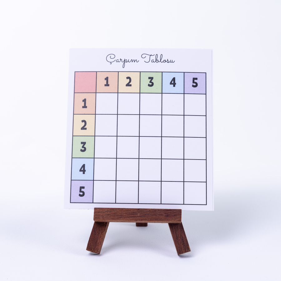 Simple multiplication table study card (with exercises), 12 x 13 cm / 5 pcs - 1