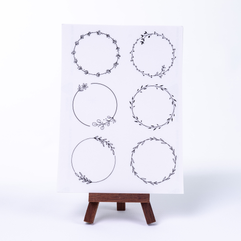 Note writable 6-shaped frame sticker set, circle with leaves, A5 / 10 sheets - Bimotif