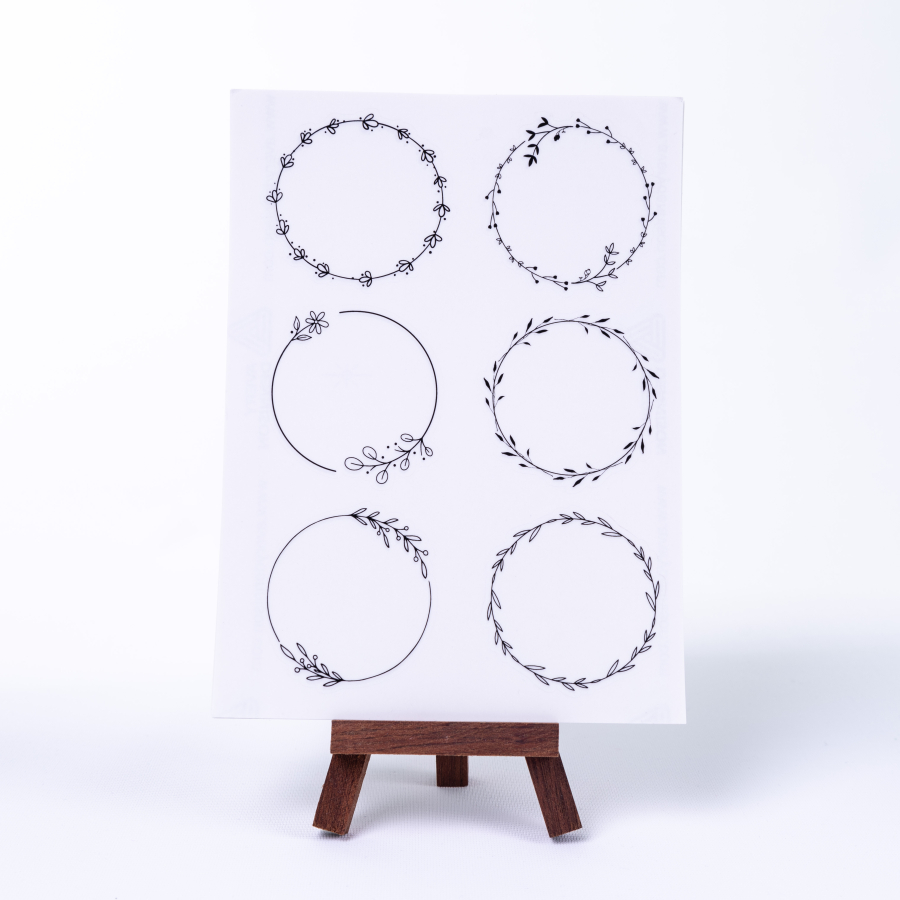 Note writable 6-shaped frame sticker set, circle with leaves, A5 / 10 sheets - 1