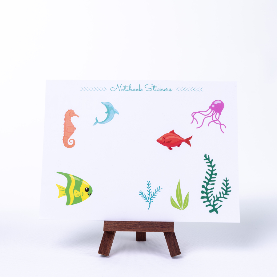 Colorful notebook sticker set, underwater, A5 / 2 sheets - 1