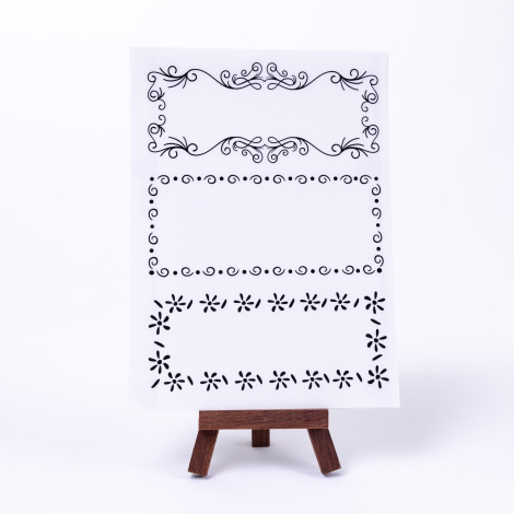 Set of 3 shaped transparent frame stickers for writing notes, rectangular, A5 / 2 sheets - Bimotif