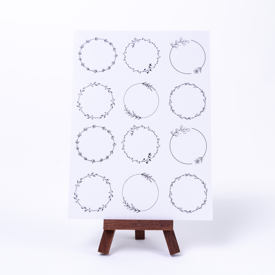 Small transparent frame sticker set, circle, A5 / 2 sheets - 1