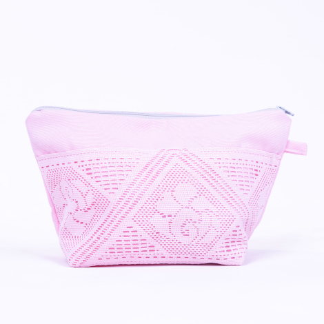 Light pink make-up bag with lace detail in water and stain resistant Duck fabric - Bimotif