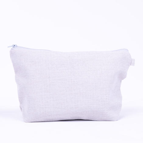 Cream make-up bag with zip fastening in linen fabric - Bimotif