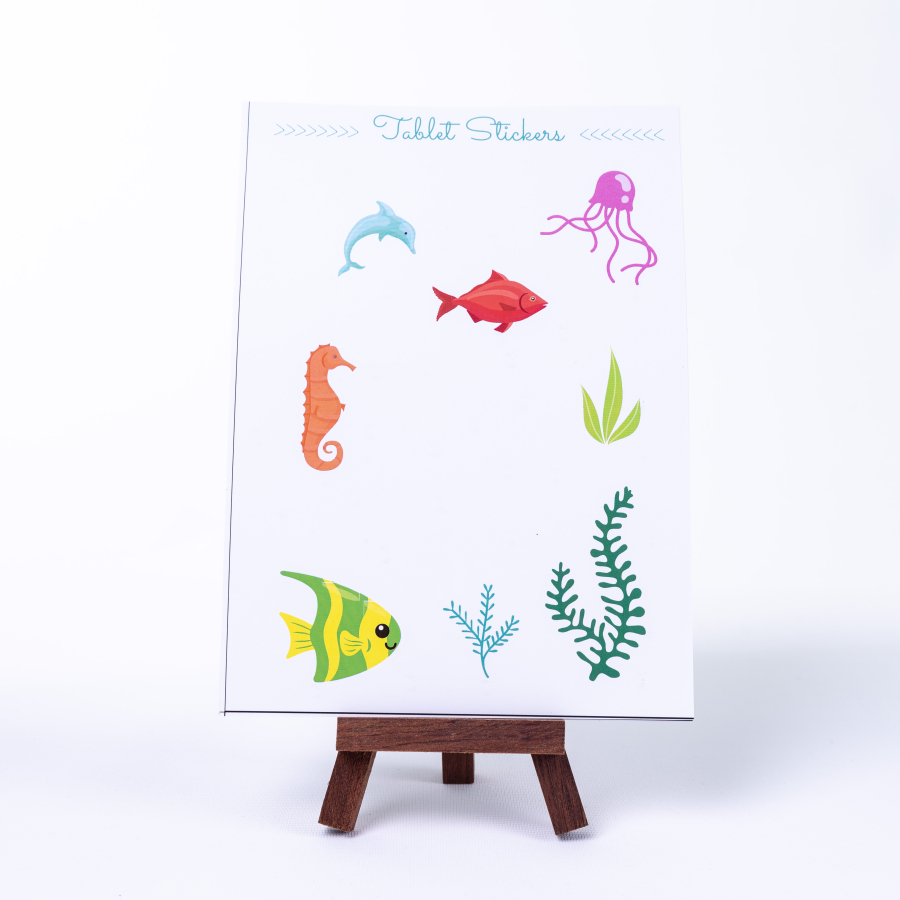 Colorful and mix shaped tablet sticker set, underwater, A5 / 2 sheets - 1